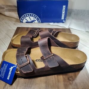 NWT Iconic Birkenstock Men's Arizona Brown Sandals Slides SIZE 12